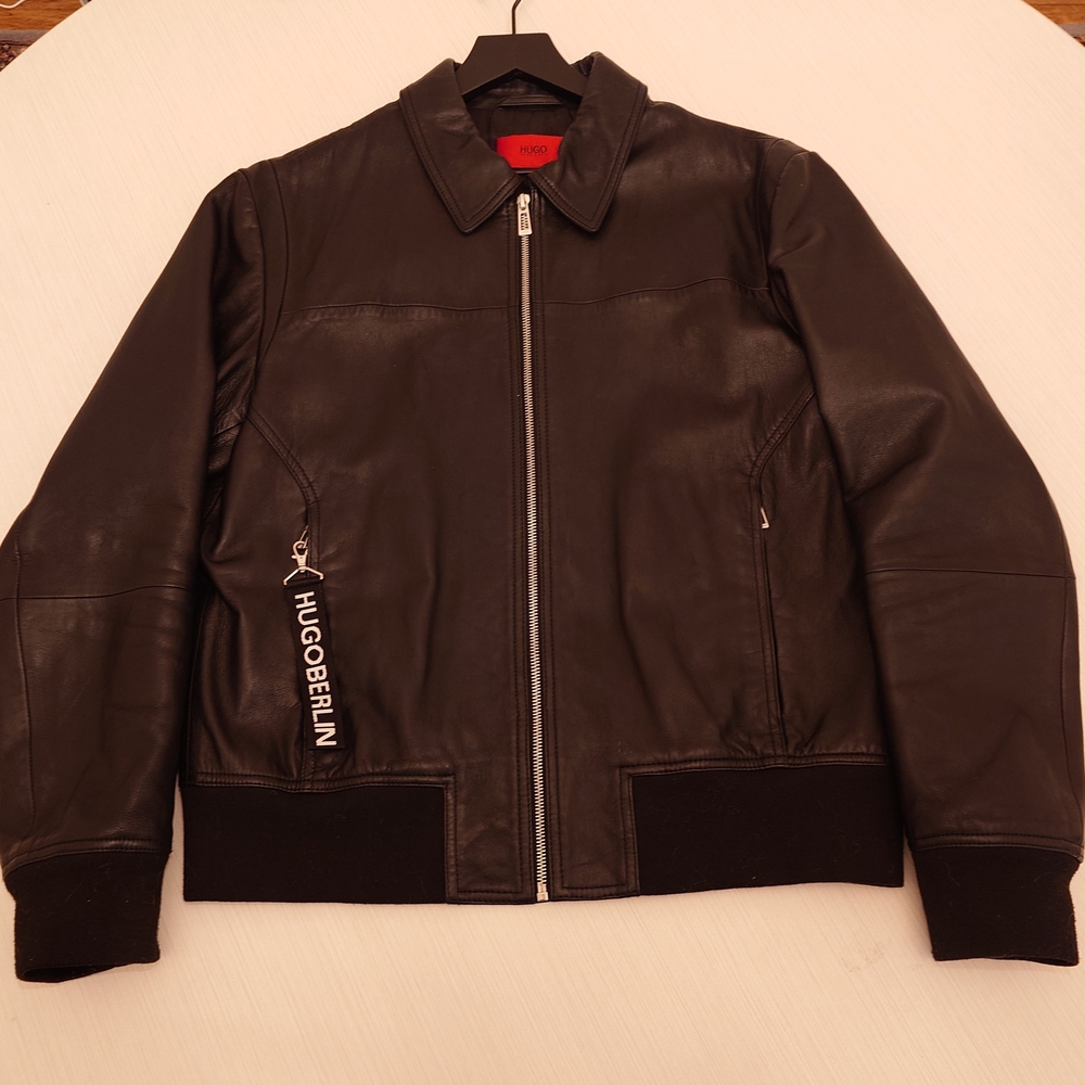 Hugo Boss Black Leather Bomber Jacket